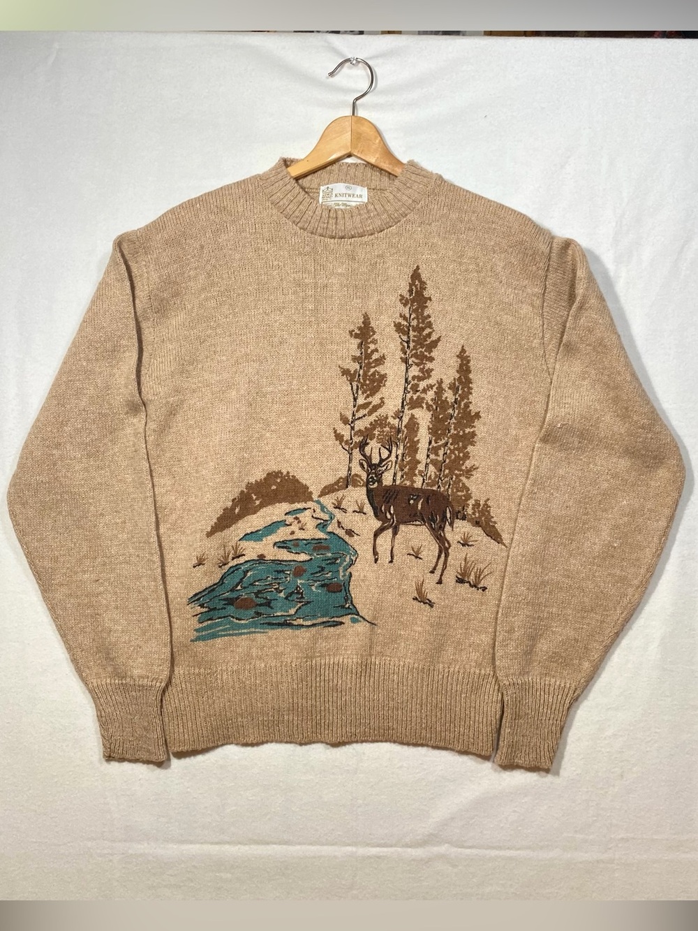 Vintage 70s Kings Road Sears Sweater Size XL Classic Deer Scene No Flaws